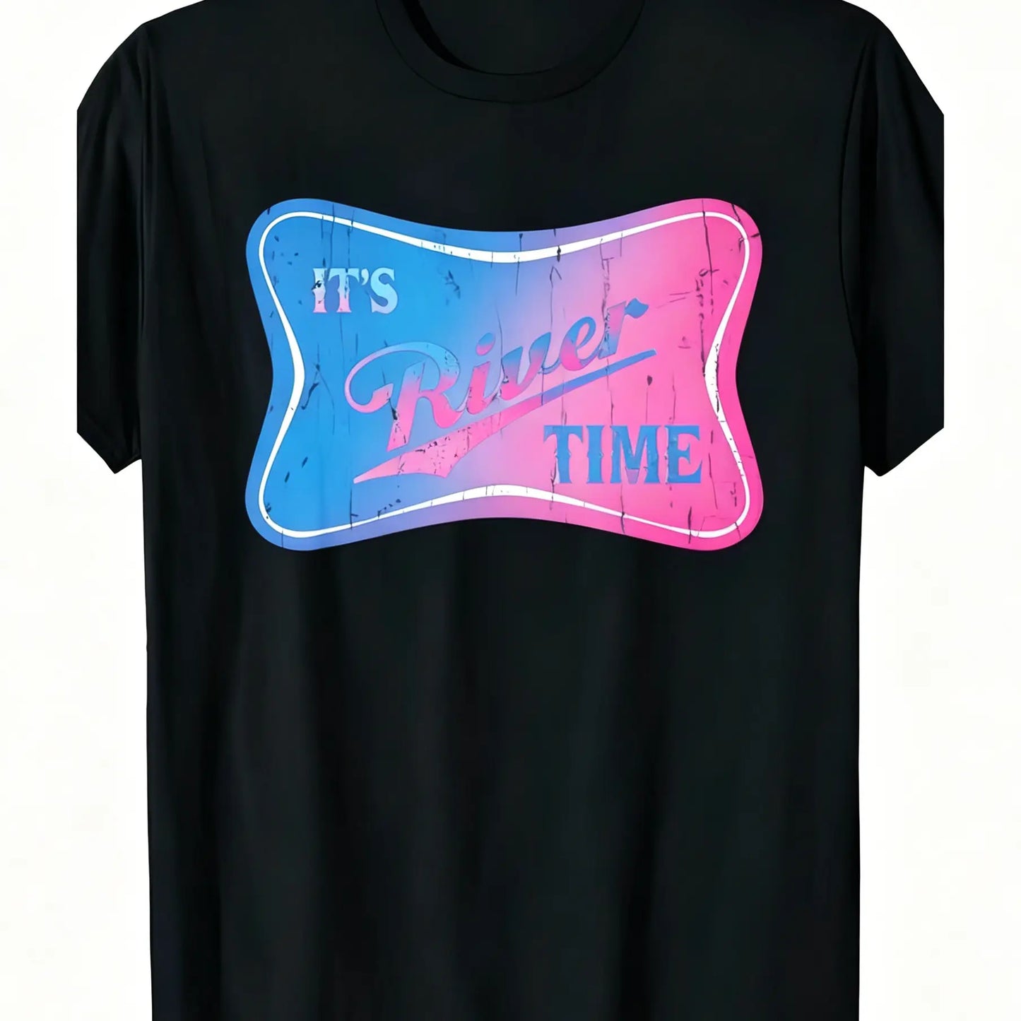 Its River Time T-Shirt River Life Summer Tee Lake Boating Shirt for WomenUnisex for Daily Wear 2025 Summer Trendy Streetwear Fashion Top Quality Comfortable Casual Printed T-shirt Pure Cotton Black Oversized Graphic Tshirt