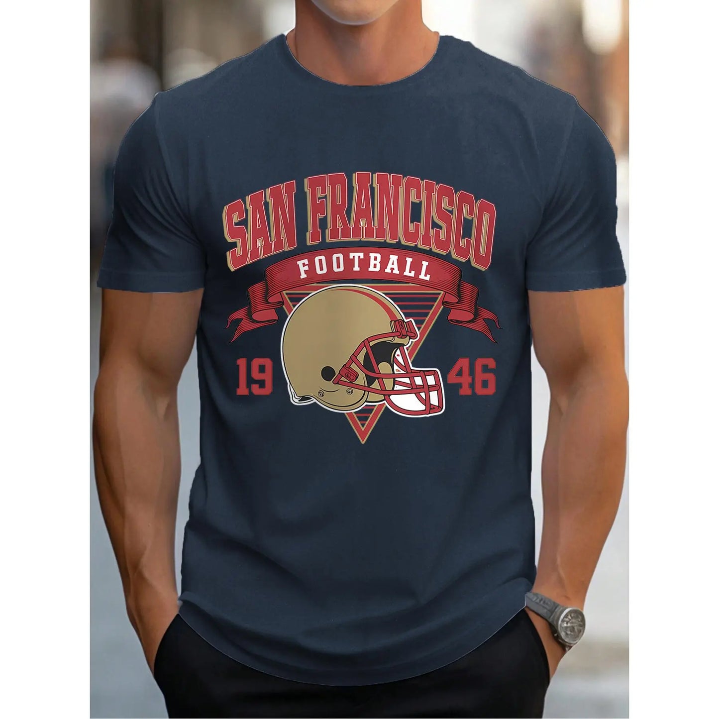 Thoughtful Gifts, Men'S Gifts, Classic San Francisco Football Print, A Men'S Casual T-Shirt Suitable for Football Enthusiasts, Pure Cotton Comfortable, Everything Basic, Unisex.