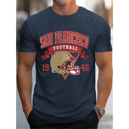Thoughtful Gifts, Men'S Gifts, Classic San Francisco Football Print, A Men'S Casual T-Shirt Suitable for Football Enthusiasts, Pure Cotton Comfortable, Everything Basic, Unisex.