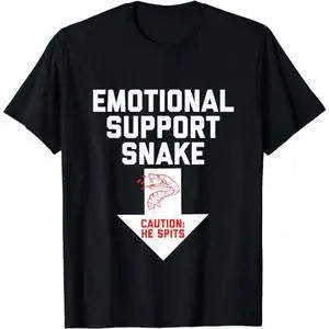Men's Crude Humor Inappropriate Emotional Support Snake Graphic T-Shirt - Shortleeve, Round Neck, Loose, Soft Simple Cotton Fabric, Casual Streetwear Style Sports Top, Shortsleeve