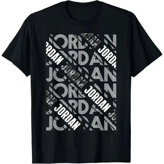 Black T Shirt Featuring Unique Jordan Graphic Design