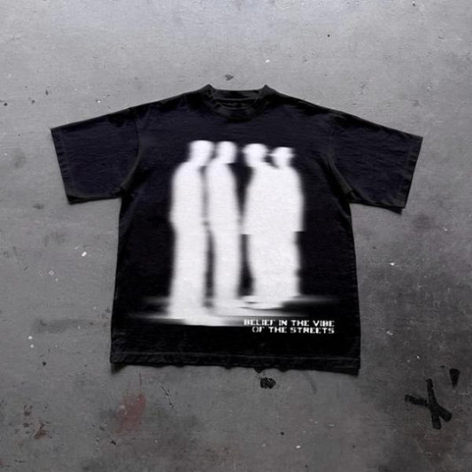 Street Atmosphere Virtual Shadow Characters Shadow Graphic Cotton T-Shirt, grunge y2k emo scene tapout goth amity affliction style clothes, Unisex T-shirt