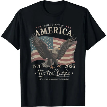 America 250th Anniversary Shirt 1776 - 2026, We The People Patriotic Eagle American Flag T-Shirt, Vintage USA Flag July 4th Tee
