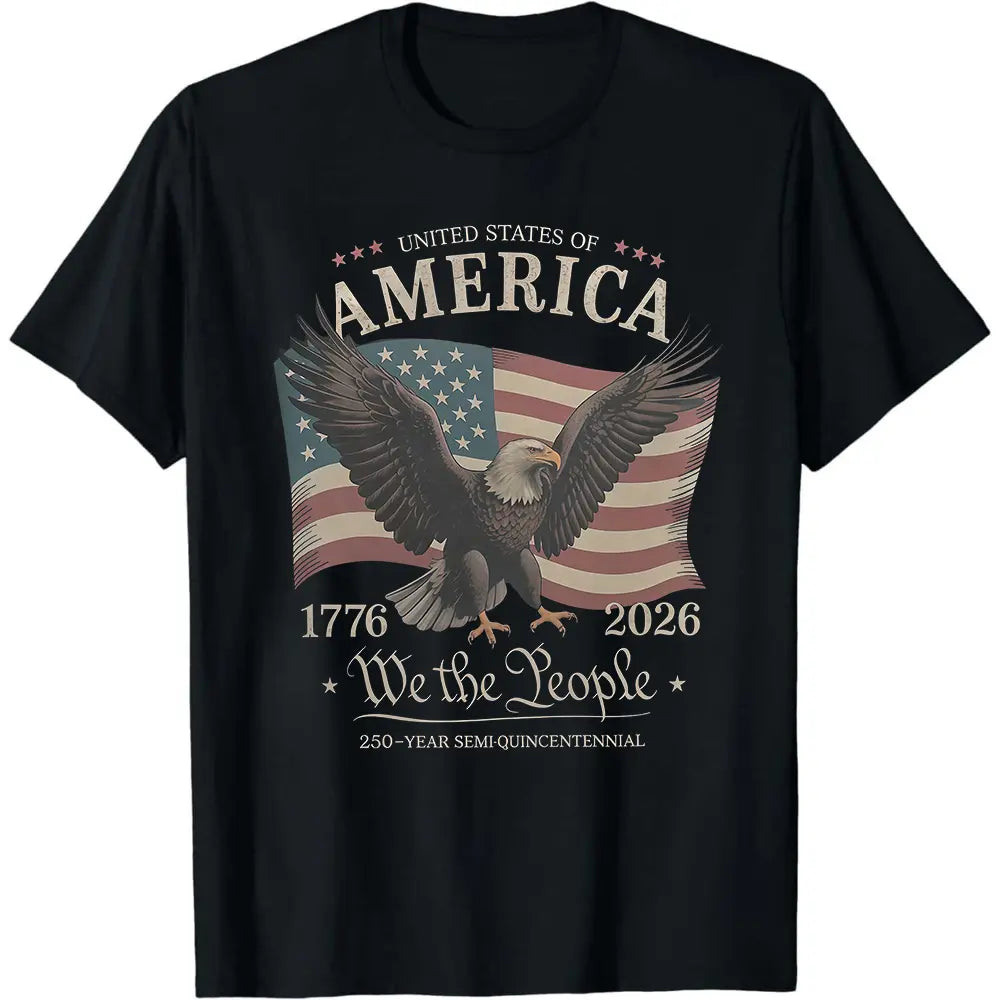 America 250th Anniversary Shirt 1776 - 2026, We The People Patriotic Eagle American Flag T-Shirt, Vintage USA Flag July 4th Tee