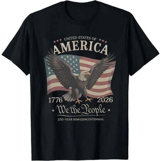 America 250th Anniversary Shirt 1776 - 2026, We The People Patriotic Eagle American Flag T-Shirt, Vintage USA Flag July 4th Tee