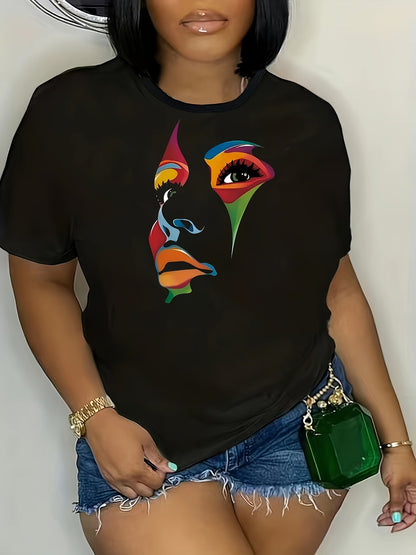 Plus Size - Plus Size - Abstract Oversized Printed Women'S T-Shirt