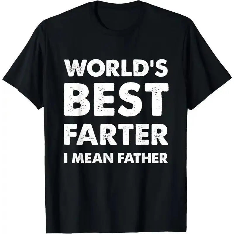 [100%25 Cotton] Father's Day Retro World's Best Farter Dad Joke T-Shirt Premium Cotton Apparel,Unisex Crewneck T-shirt for Men And Women