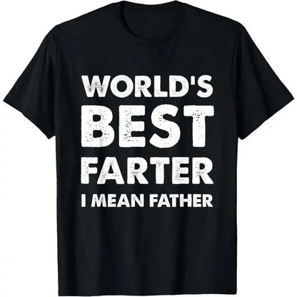 [100%25 Cotton] Father's Day Retro World's Best Farter Dad Joke T-Shirt Premium Cotton Apparel,Unisex Crewneck T-shirt for Men And Women