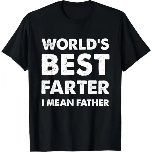 [100%25 Cotton] Father's Day Retro World's Best Farter Dad Joke T-Shirt Premium Cotton Apparel,Unisex Crewneck T-shirt for Men And Women