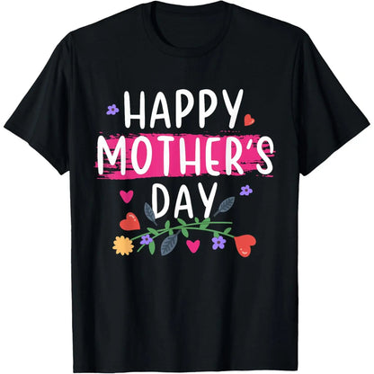 Cotton Short Sleeve  T-Shirt Mother's Day 2025 Happy Mother's Day 2025 For Mom Idea T-Shirt Black Graphic tees