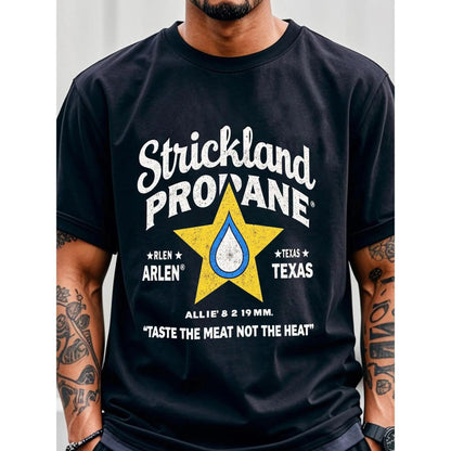 Strickland Propane King of the Hill Vintage Cartoon Graphic T-Shirt - Retro Crew Neck Tee, Breathable Cotton, Regular Fit, All-Season Casual Wear, Perfect Gift for Fans, BBQ Lovers & Pop Culture Enthusiasts, Casual Wear Tee | Retro Graphic Tee