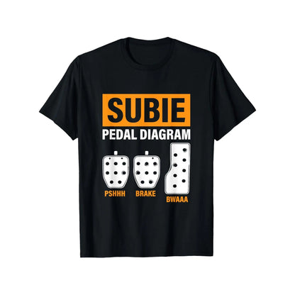 Men's Subie Pedal Diagram Racing-Themed Short-Sleeve 100%25 Cotton T-Shirt, Menswear Round Neck Foldable Casual Tee with Subaru Logo, Y2K Outfit for Enthusiasts, Soft Breathable, Sizes S-XXXL, Black Graphic Graphic Tees Oversized Tshirt