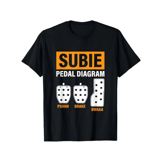 Men's Subie Pedal Diagram Racing-Themed Short-Sleeve 100%25 Cotton T-Shirt, Menswear Round Neck Foldable Casual Tee with Subaru Logo, Y2K Outfit for Enthusiasts, Soft Breathable, Sizes S-XXXL, Black Graphic Graphic Tees Oversized Tshirt