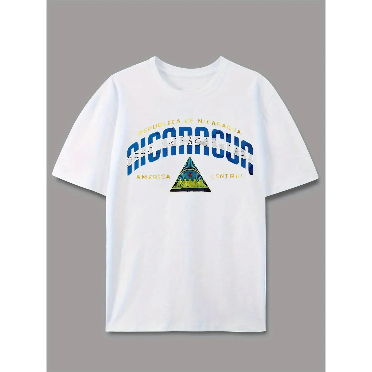 Men'S Casual "Republica de Nicaragua" Graphic T-Shirt - Short Sleeve, Round Neck, Lightweight & Breathable, Ideal for Summer & Spring Outdoor Activities, Outdoor Clothing | Graphic Tee | Comfortable Fit, Nicaragua Shirt