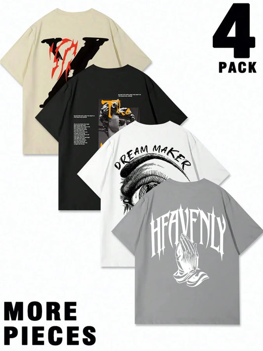 Men's Letter Print Short Sleeve Tee, Regular Fit Casual Crew Neck T-shirt for Daily Wear, Men's Top for All Seasons