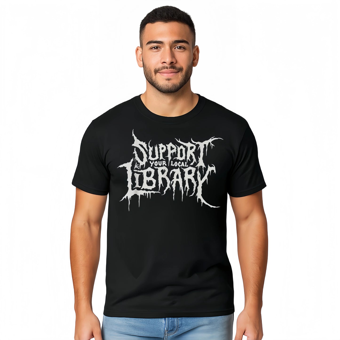 Cotton Death Gothic Print Support Your Local Library Style Lover T-Shirt Unisex Top Vintage Distressed
