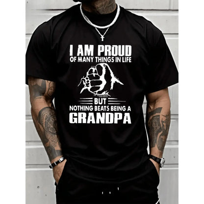 Men's Grandpa Graphic T-Shirt, Heavy Cotton Short Sleeve Round Neck for Casual Spring Menswear, Statement Gift for Grandfathers, Tshirt, Shortsleeve