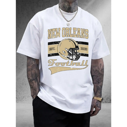 Men's & Women's New Orleans Football Helmet Graphic T-Shirt - Black with Golden Accents, Heavyset year, Team Spirit Apparel - Heavyset year Design - Perfect for Game Days, Casual Wear & Gifts - Breathable Everyday Tee, Football Gear Helmet, Sports Fan Clo