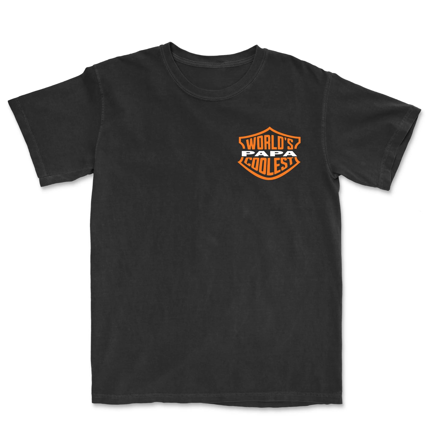 World's Coolest Grandpa Nickname Gift Motorcycle Dad Print Back Font Shirt, Father's Day Tee Birthday Gift from Grandkids Menswear Top