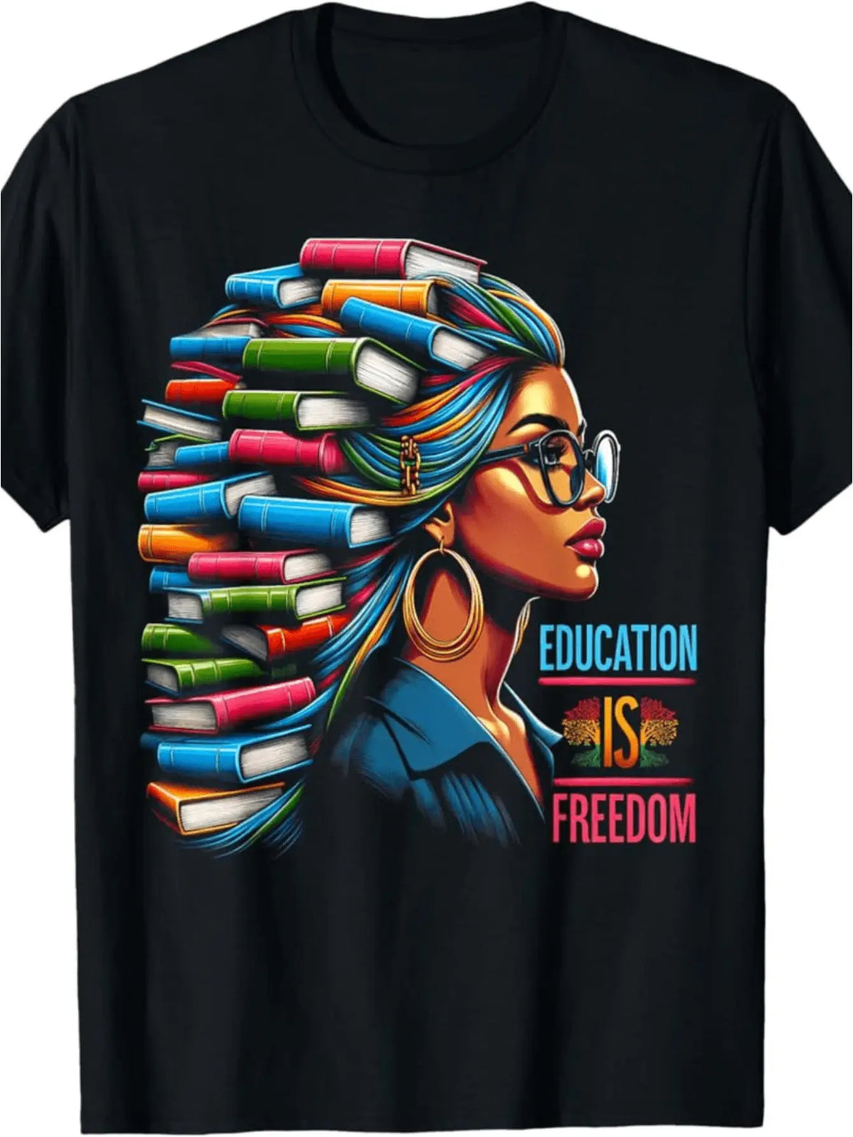 100%25 Made in the USA U.S.A., 180 grams of education is free, black teacher books, black history month t-shirt