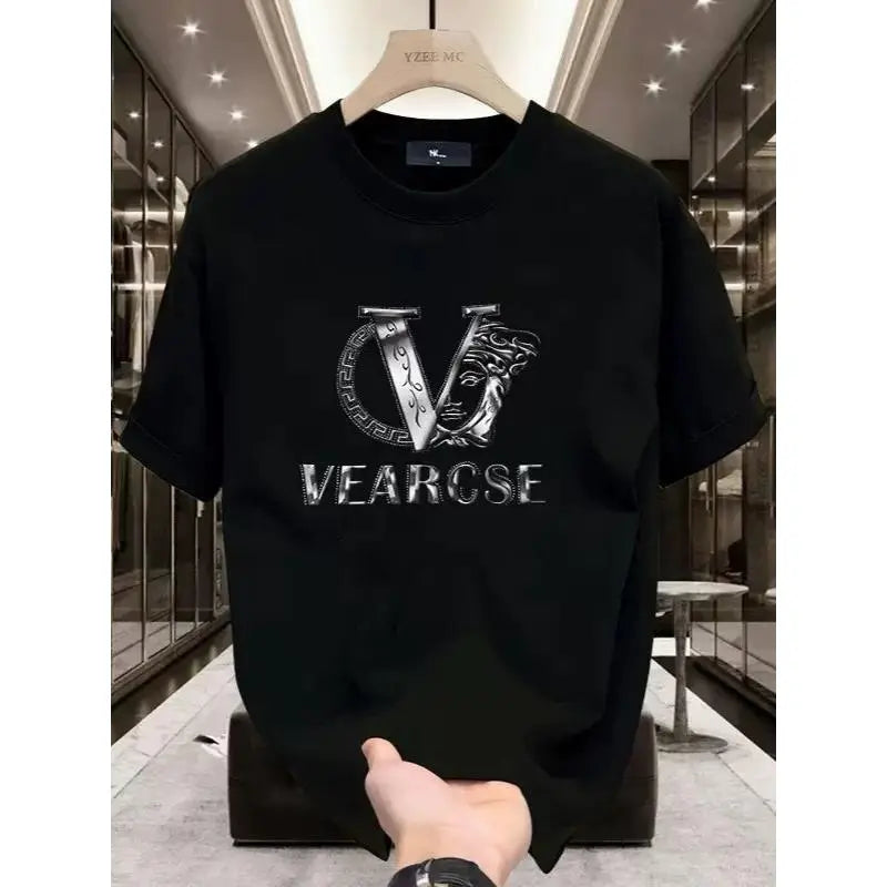 men's stylish pure cotton round-neck casual printed T-shirt, suitable for both men and women, perfect for fashionable and relaxed summer outfits.,summerwins
