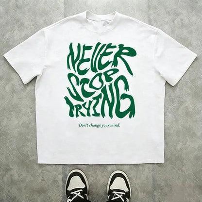Men’s 100%25 cotton loose-fit T-shirt with an inspirational slogan graphic and graffiti-style lettering; urban street style, relaxed casual short sleeves. 2025 TikTok trend—urban streetwear. A steal at under $10., Love, Top, Shortsleeve, Tshirt tiktokshop