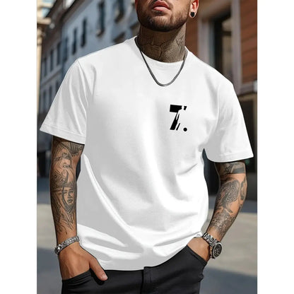 Men'S Casual CR7 Graphic T-Shirt - 100%25 Polyester, Lightweight , Regular Fit Crew Neck, Machine Washable, Ideal for Sports and Casual Wear