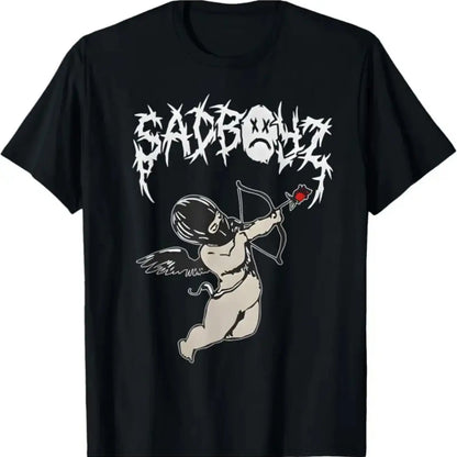 Men's Corridos Tumbados Graphic T-Shirt, Casual Sad Boyz Junior H Belicos Music Print, 100%25 Cotton Round Neck Short Sleeve