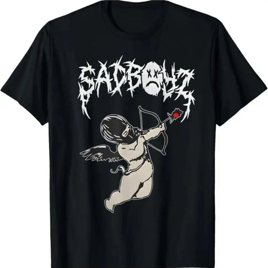 Men's Corridos Tumbados Graphic T-Shirt, Casual Sad Boyz Junior H Belicos Music Print, 100%25 Cotton Round Neck Short Sleeve