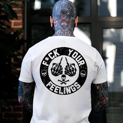 F*ck Your Feelings Skull Tee - Bold Statement Graphic T-shirt| Limited Edition Streetwear Casual Angel graphic tee shirts men