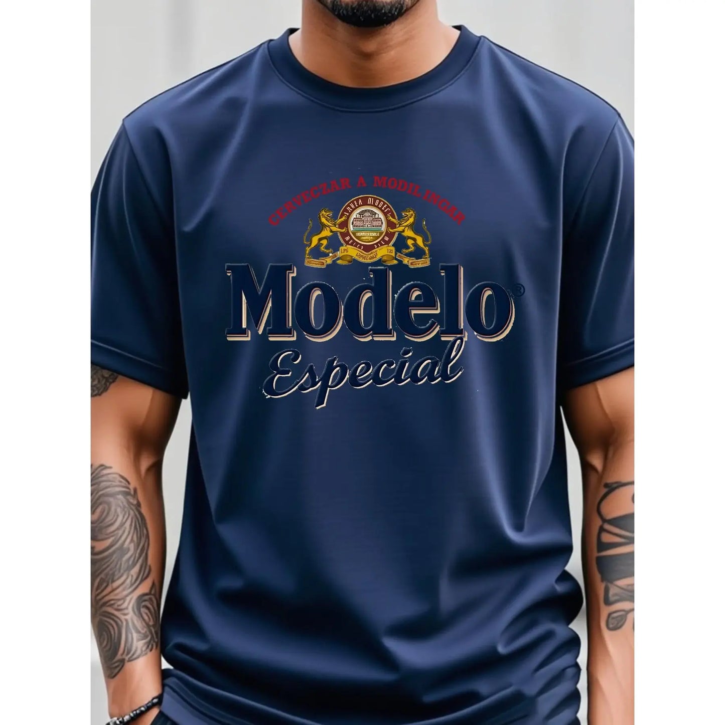 Modelo Especial Beer Logo Graphic T-Shirt - Black Casual Crew Neck Short Sleeve Tee, Super Soft & Breathable Cotton Blend Top, Unisex Streetwear Apparel for Beer Enthusiasts & Drinking Parties, Summer Casual Attire - Perfect Cool & Stylish Gift for M