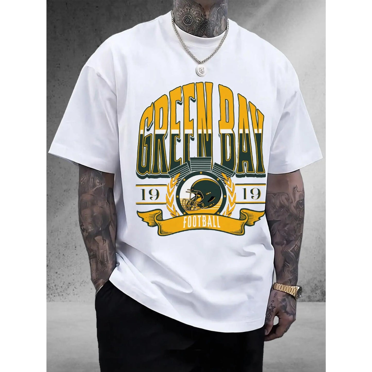 Men'S & Women'S Green Bay Football Graphic T-Shirt - 100%25 Cotton Unisex Casual Sports Fan Apparel with Team Logo, Comfortable Fit for Casual Attire & Gifts, Football Shirt, Everyday Comfort, Short Sleeve Shirt, Durable Print