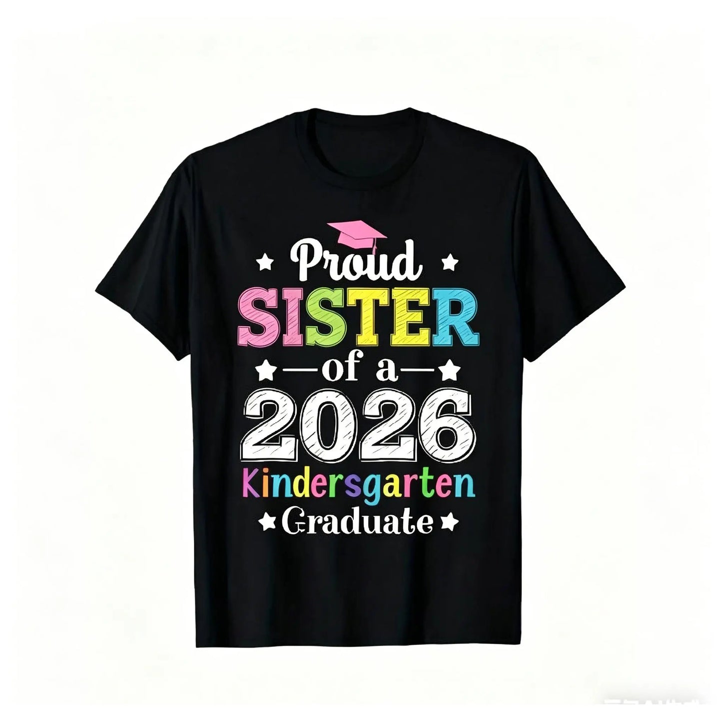 Grad Mom 2026: Proud Mom of a 2026 Kindergarten Graduate T-Shirt - Colorful Diploma Design Same Style for Men and Women 2026 Summer Short-sleeved Printed T-shirt 180G