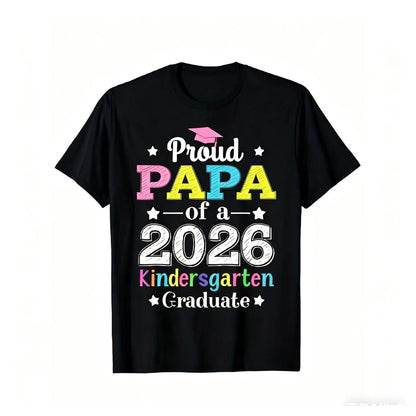 Grad Mom 2026: Proud Mom of a 2026 Kindergarten Graduate T-Shirt - Colorful Diploma Design Same Style for Men and Women 2026 Summer Short-sleeved Printed T-shirt 180G