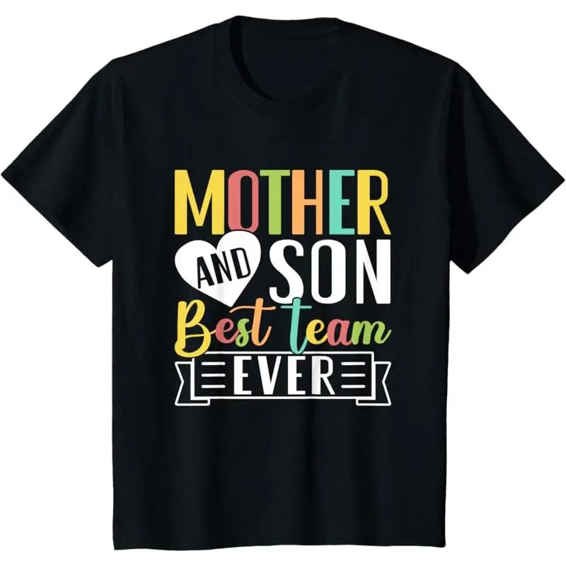 Mama Son Matching Graphic T-Shirt, Unisex Solid Cotton Classic Fit Short Sleeve Crew Neck Tee, Mother's Day Gift for Mom