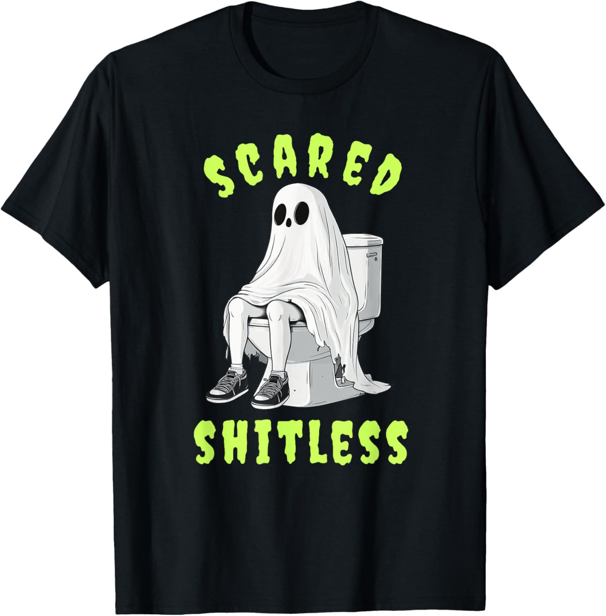 Ghost Sitting On Toilet Scared Shitless Funny Halloween