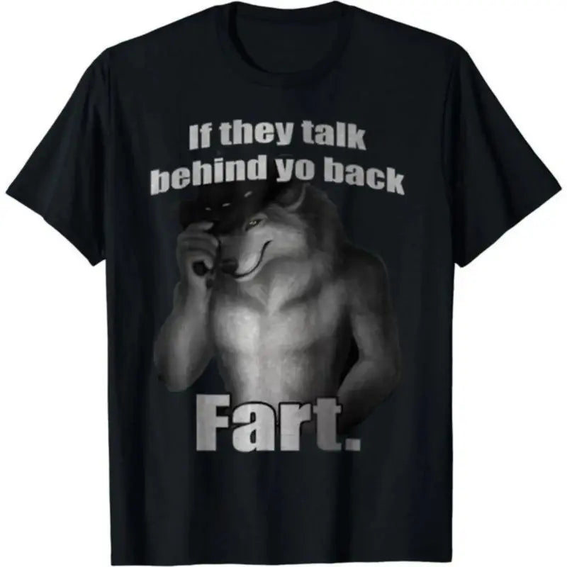 Women's Funny Slogan Graphic Crewneck Short-Sleeve T-Shirt - Soft Natural Fabric, "If They Talk Behind Your Back Fart" Print, Unisex Streetwear, Casual Day Top, Ideal Gift for Meme Fans, Jogger-Friendly