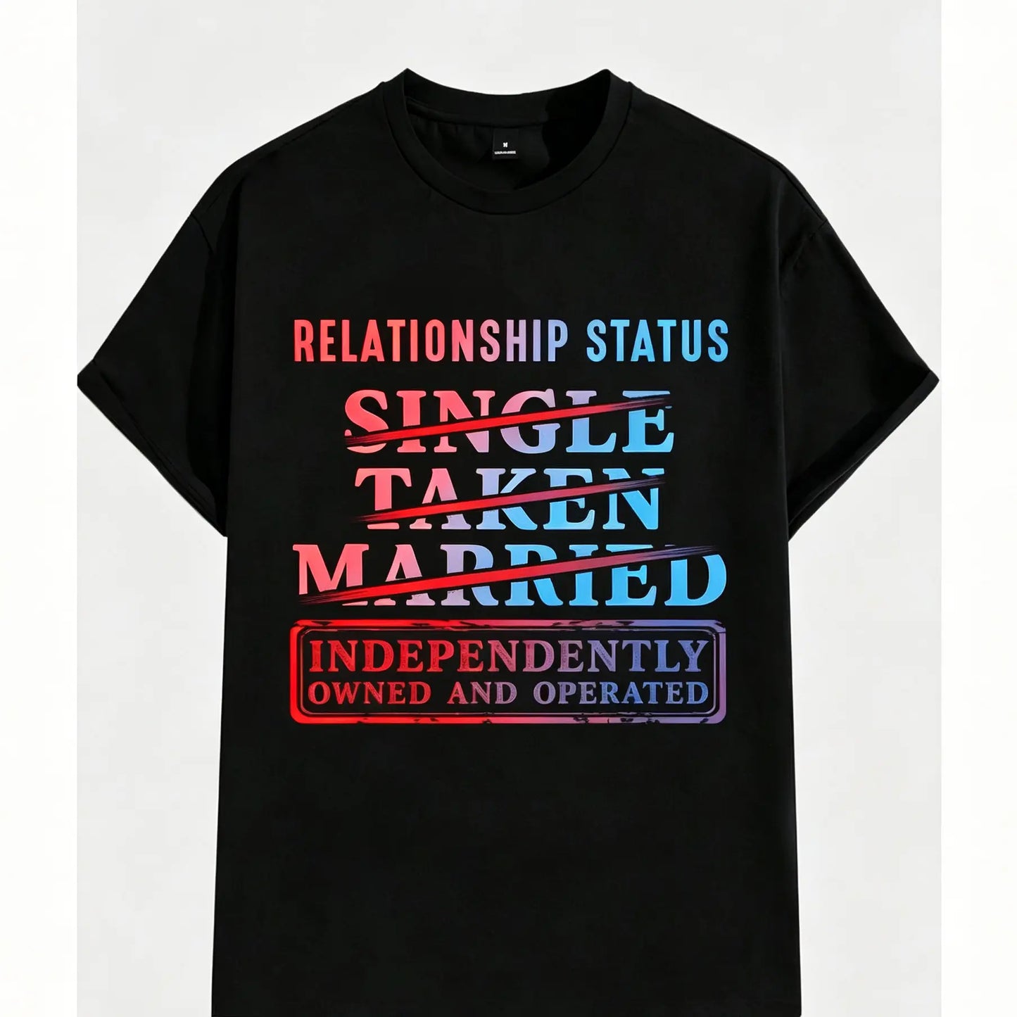 Relationship Status Independently Single Divorced Ex Wife Funny Graphic T-Shirt - Unisex Black Cotton Tee with White & Red Text grandma's favorite t shirt good graphic tees funny graphic tee funny shirt guys gifts trendy t-shirts oversized tshirt  black