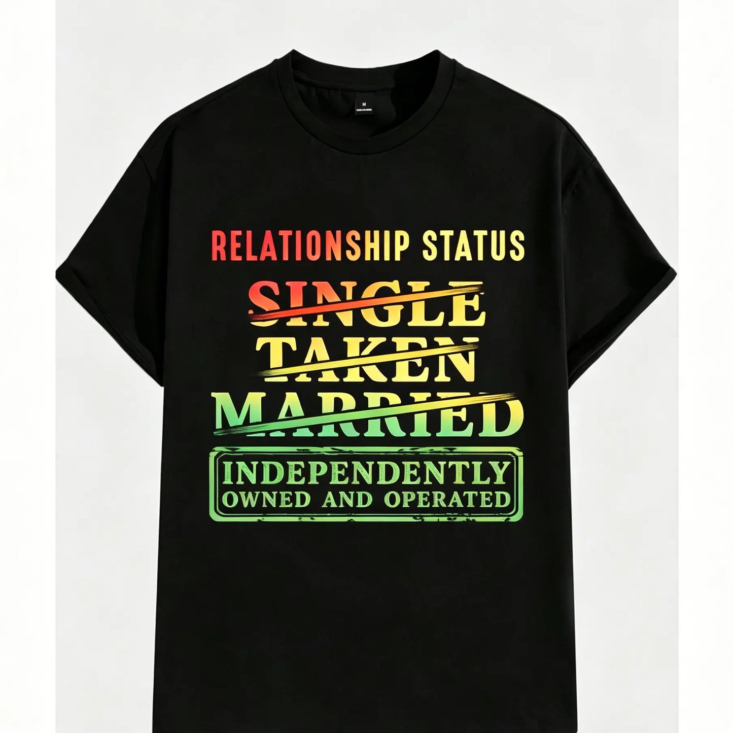 Relationship Status Independently Single Divorced Ex Wife Funny Graphic T-Shirt - Unisex Black Cotton Tee with White & Red Text grandma's favorite t shirt good graphic tees funny graphic tee funny shirt guys gifts trendy t-shirts oversized tshirt  black