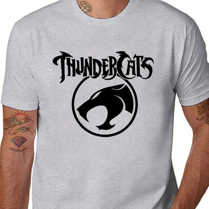 Men'S Black "ThunderCats" Graphic T-Shirt - Casual Streetwear with Roaring Cat Design, Crew Neck, Short Sleeve, Regular Fit, Perfect for Daily Wear, Casual Streetwear|Bold Graphic Tee|Stretchy Fabric