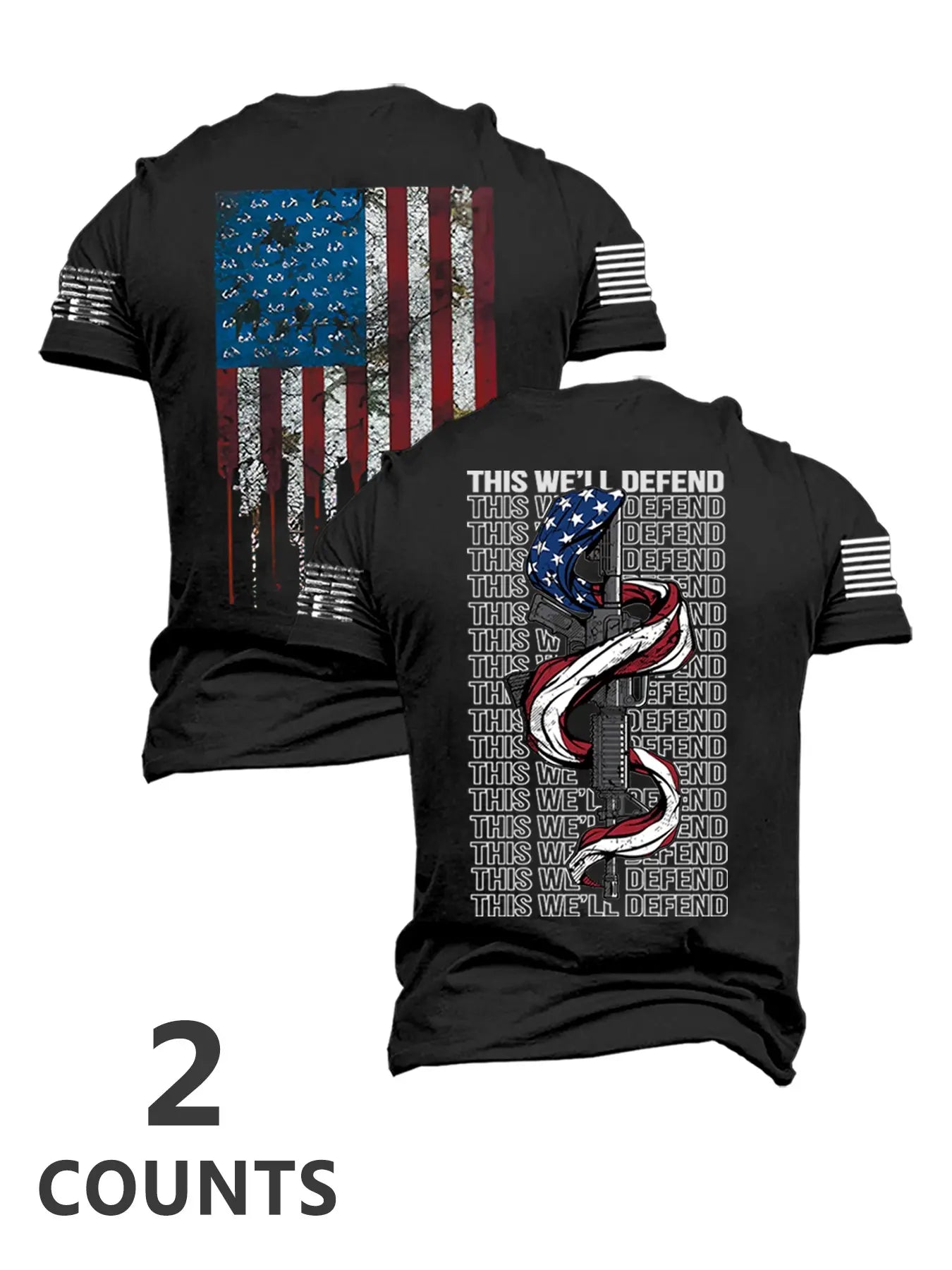 Men's Fashion Round Neck Casual Short Sleeve T-Shirt, Summer Comfortable Flag Print Outdoor Tee, Ideal for Daily Wear