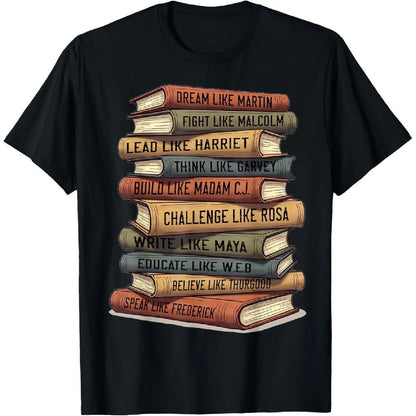 Men's Cotton Round Neck Short-Sleeve Graphic T-Shirt - Loose, Soft, Simple Fabric, Menswear, Honoring Black History Month Leaders, Casual Comfy Streetwear
