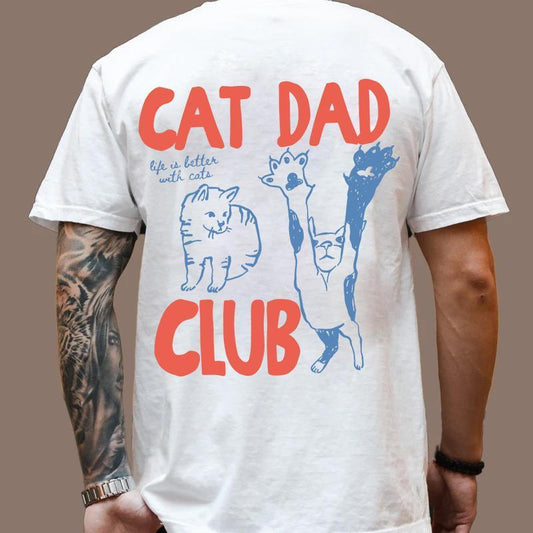[Graphic Tee]Cat Dad Shirt, Cat Dad Tee,  Cat Dad Club TShirt, Back Design Tee Funny Cat Shirt, Cat Lover, New Cat Dad Shirt, Pet Parent t0103