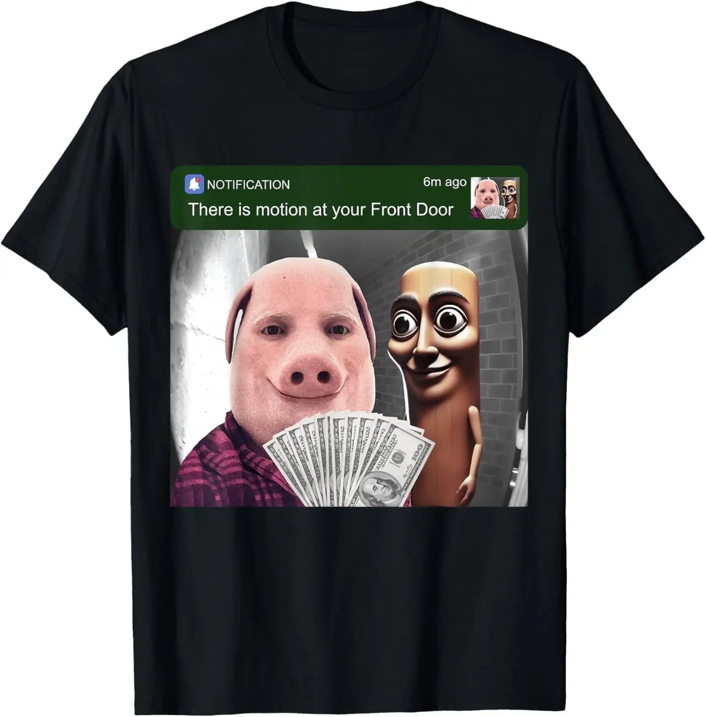 John Pork and Tung Tung Tung Sahur Front Door Motion Funny unisex T-Shirt