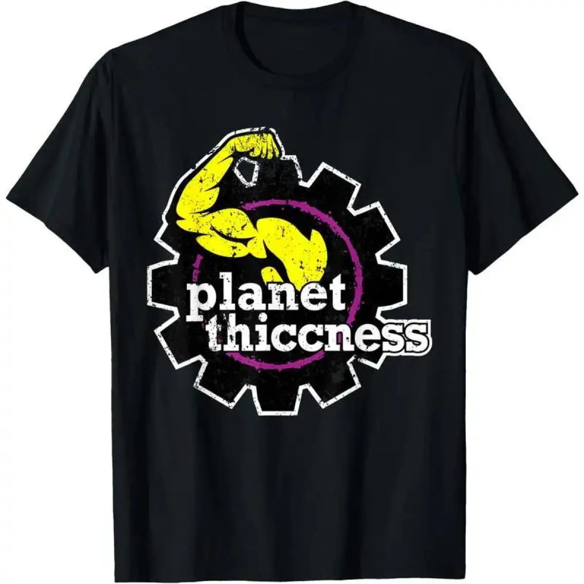 100%25 Cotton Planet Thiccness Gym Thickness Funny Joke Workout Lover T-Shirt for Men Women Casual Summer Fitness Tee Top