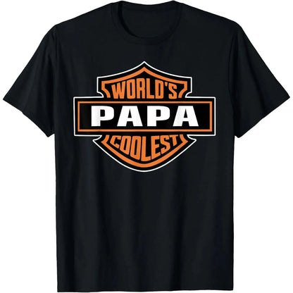 Mens World S Coolest PAPA Best Dad in the World Father S Day T Shirt 100 Percent Cotton Casual Short Sleeve Round Neck Tee for Daily Wear