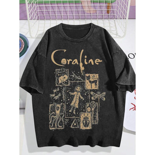 【100% cotton】 Vintage Letter Graphic Tee | Simple Casual Campus Style T-Shirt | Trendy Young Fashion Women's Top | Natural Texture Fitted Apparel | Versatile Outdoor City Wear | Soft Cotton Vacation Shirt | Minimalist Streetwear Aesthetic