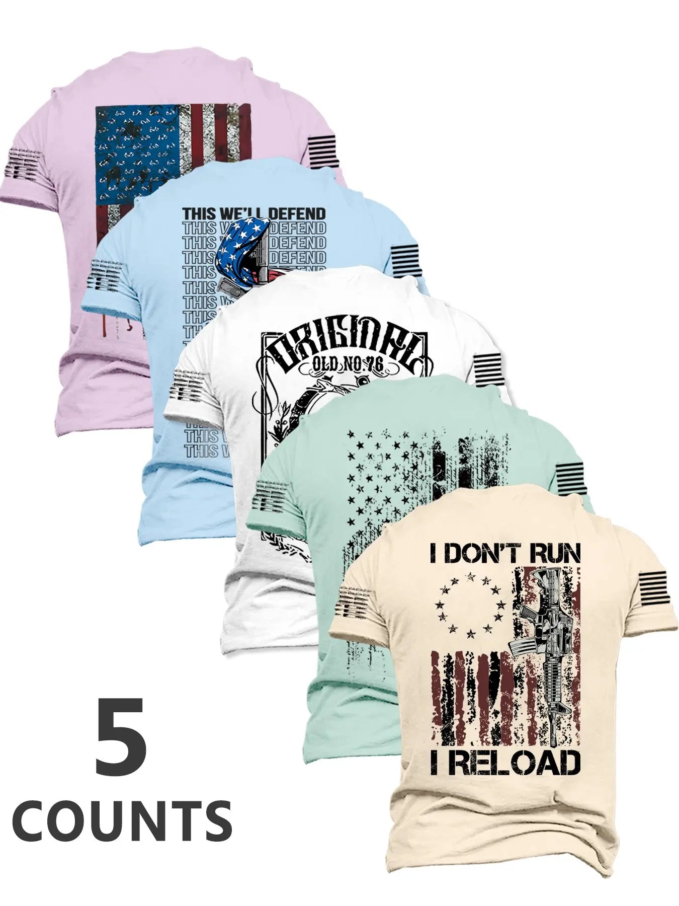 Men's Fashion Round Neck Casual Short Sleeve T-Shirt, Summer Comfortable Flag Print Outdoor Tee, Ideal for Daily Wear