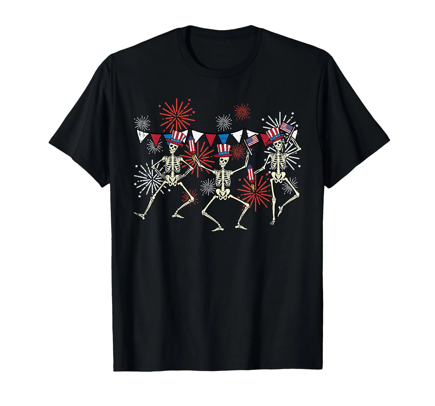 4th Of July Dancing Skeletons Funny Patriotic Men Women Kids T-Shirt