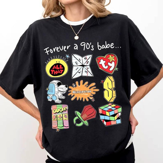 [Graphic Tee]Forever a 90s Babe T-shirt, Retro 90s Nostalgia T-shirt, 90s Starter Pack Shirt, Vintage 1990s Aesthetic Tee, 90s Childhood Memories Shirt PO